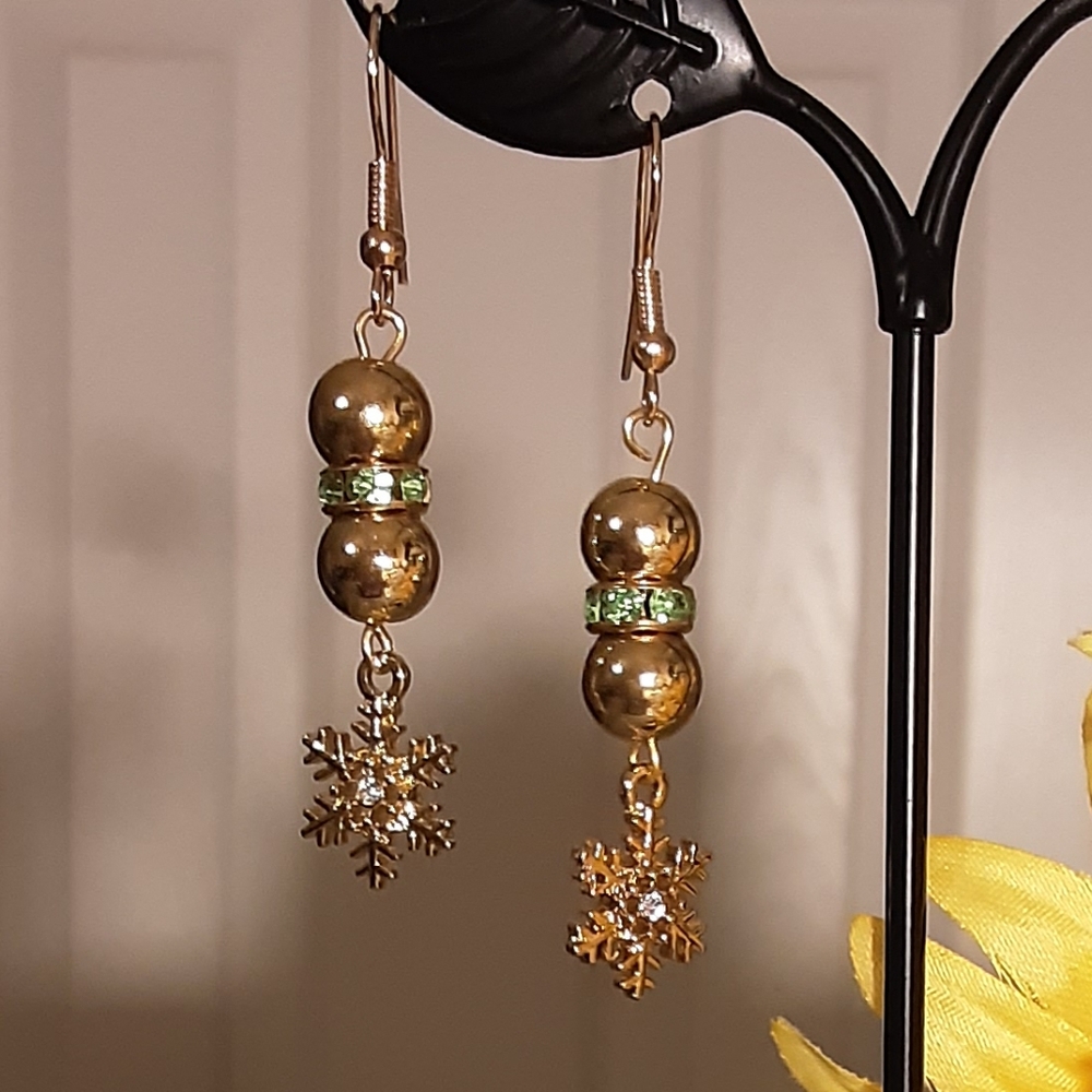 Handmade Snowflake Earrings - Picture 2 of 2